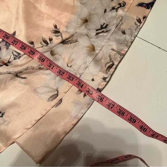 Dan Munier Cream Asian Inspired Floral Bird Cap Sleeves 2 Tired Bottom Dress - Picture 16 of 16